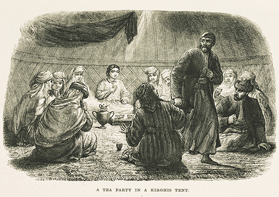 Drawing of Lucy Finley Atkinson in a tent, made by her husband for his book