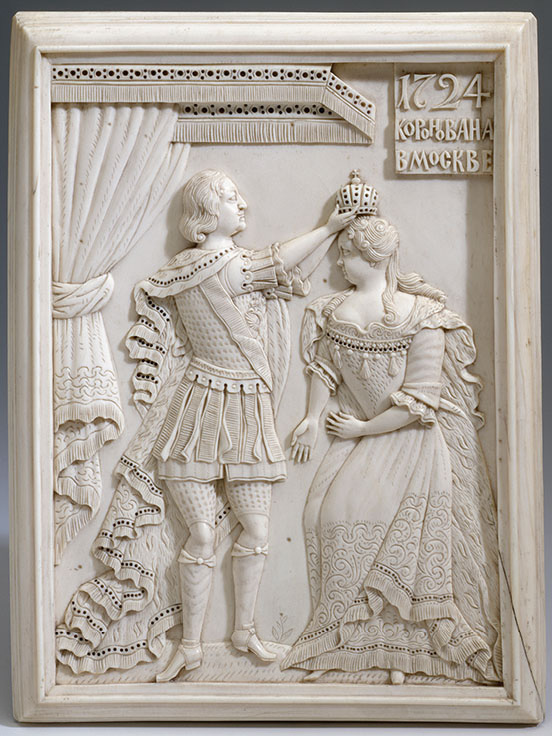 Bas-relief of Peter the Great crowning Catherine the First