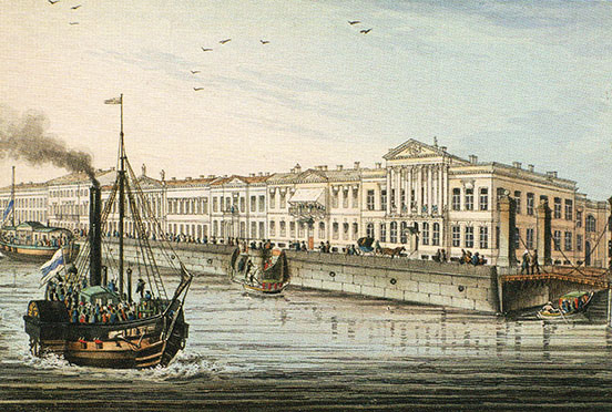 English Embankment (English Quay), with a steamship in the foreground, 1830s (State Tret'iakov Gallery, Moscow)