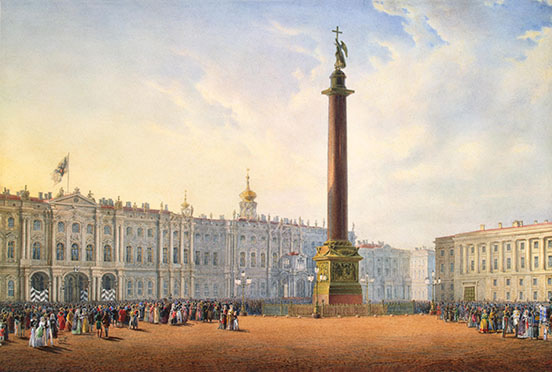 The Winter Palace on Palace Square and the Alexander Column, 1847 (Hermitage Museum, St. Petersburg )