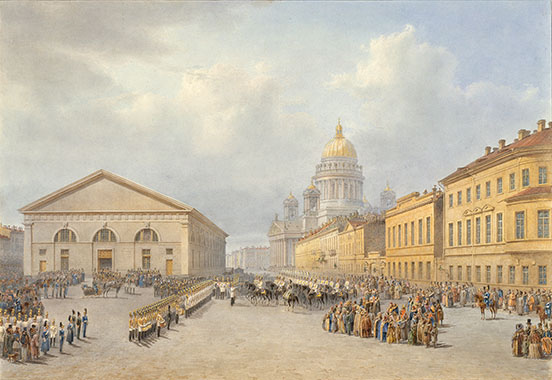 Parade of the Horse-Guard Regiment near the Manege, 1840s (Hermitage Museum, St. Petersburg)