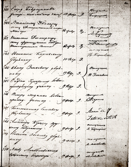 Image of page from record book described in text, written in Russian