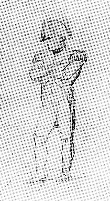 Napoleon standing with both arms crossed looking left, in uniform with French military hat