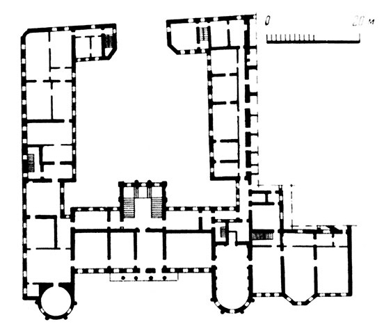 Floor plan of the second level of the Bobrinskii Mansion