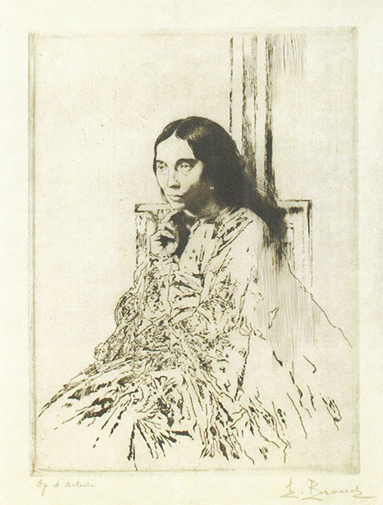 Anna Whistler imagined by Auguste Brouet: sitting in a loose gown with her hair down (David Barnett Gallery, Milwaukee, WI)