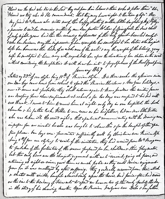 Page from Anna Whistler's diary for 23 January 1847