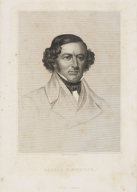 Head portrait of George Washington Whistler at about 40; face fully drawn; clothing sketched in (Freer Gallery of Art, Washington, DC)